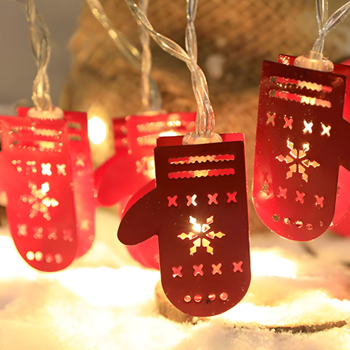 Cartoon Geometric Christmas Lighting Metal Living Room Bedroom LED String Light