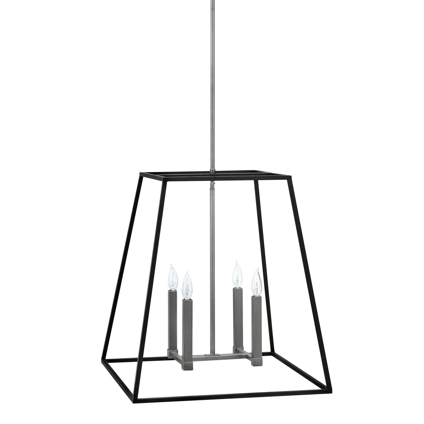 Large: 22 in width / Aged Zinc Fulton 4 Light Pendant Light OPEN BOX