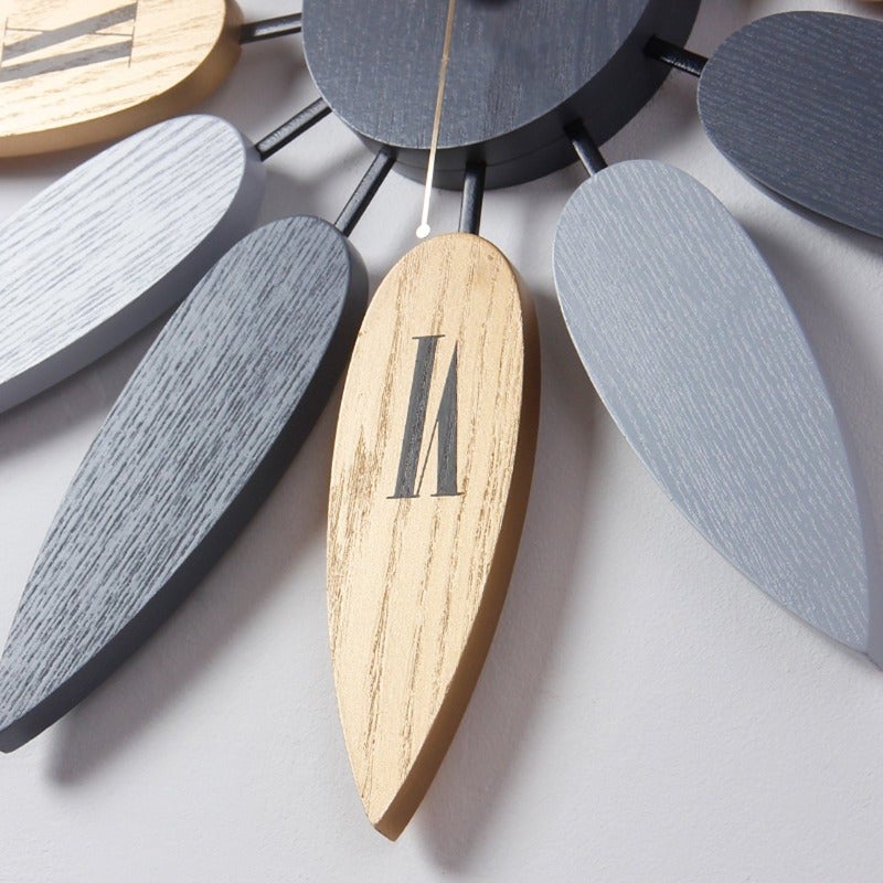 Nordic Wooden Leaf Wall Clock - Novus Decor Wall Decor