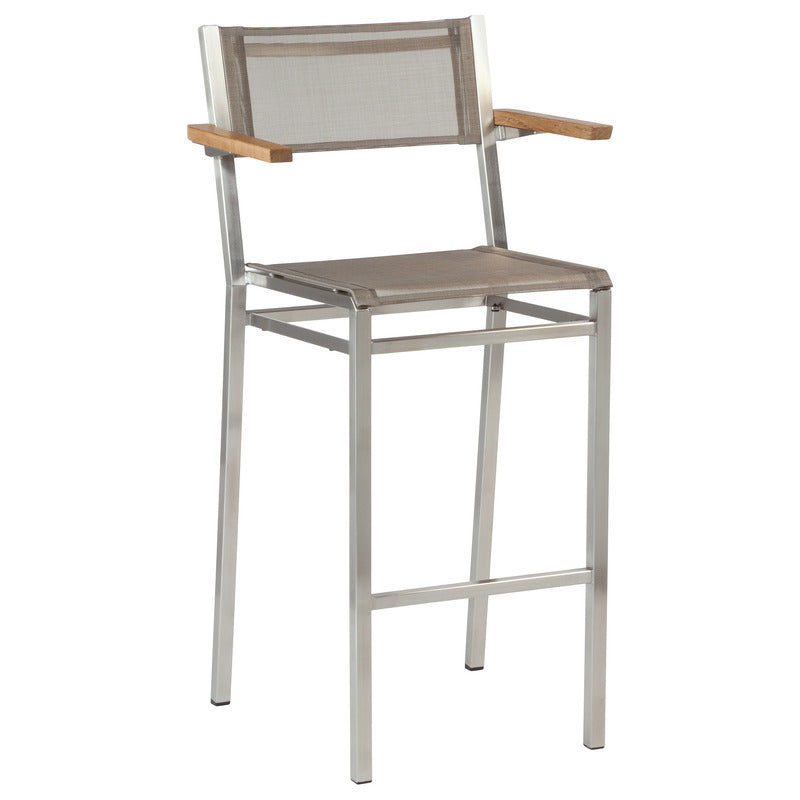 Equinox Counter Height Carver Chair With Teak Armrests