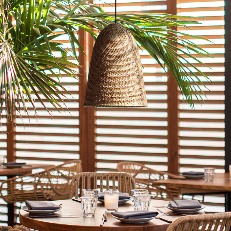 Big Sur Coastal Interior Design  Rattan Pendant Light