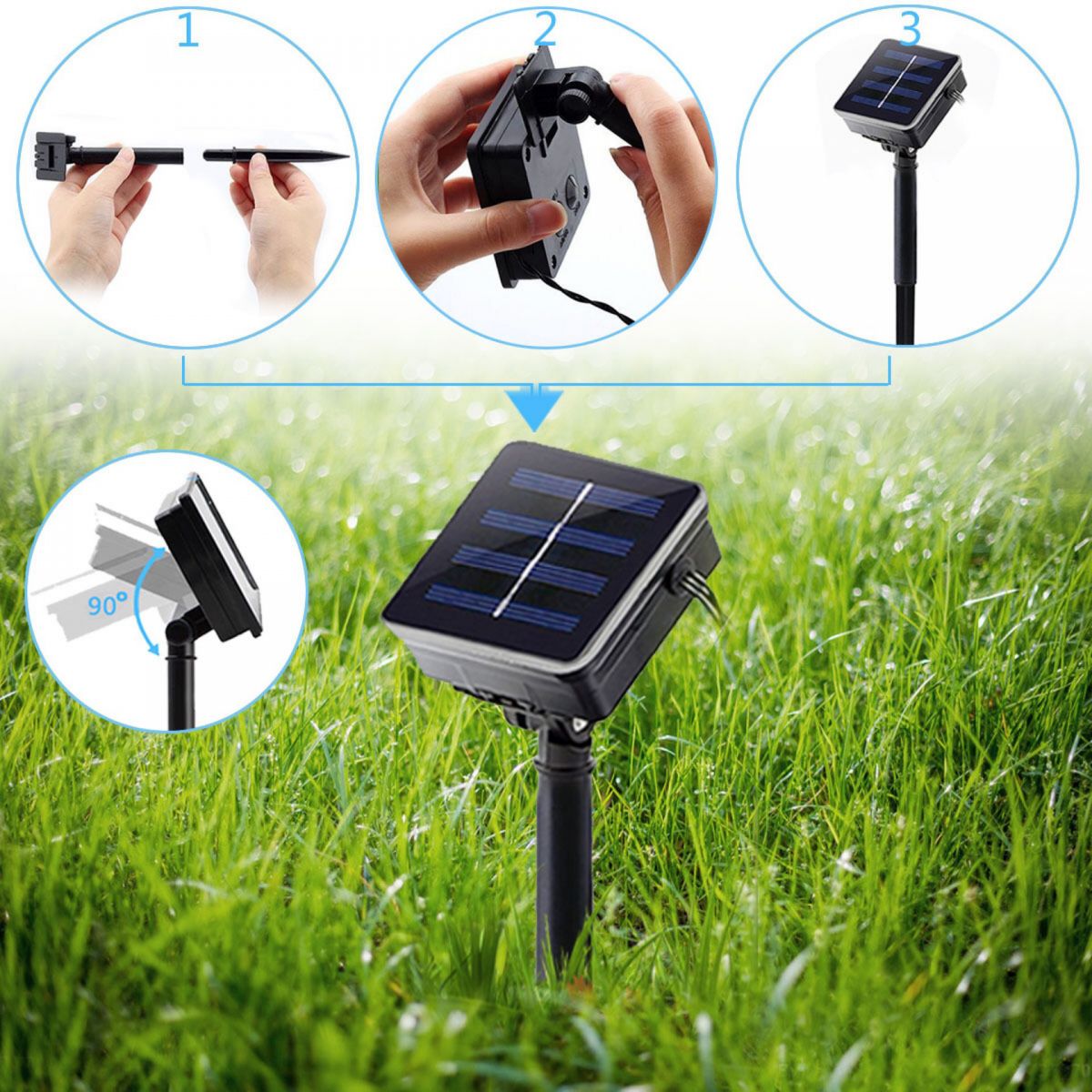 White Pompom LED String Light Modernism Plastic Solar Festive Light for Outdoor