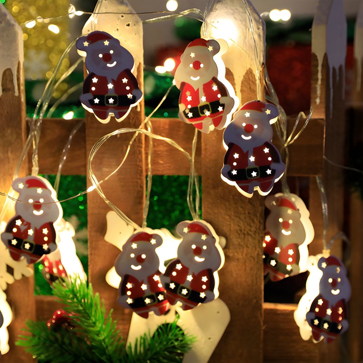 Cartoon Geometric Christmas Lighting Metal Living Room Bedroom LED String Light