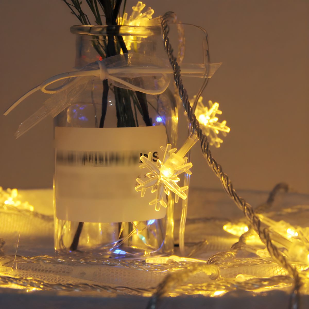 Modern Artistic LED String Lights Plastic Snowflake Decorative Lights for Exterior Spaces