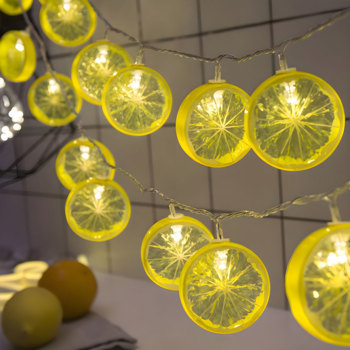 Nordic Lemon Slice String Light Set Plastic Bedroom Indoor Lighting with USB Plug