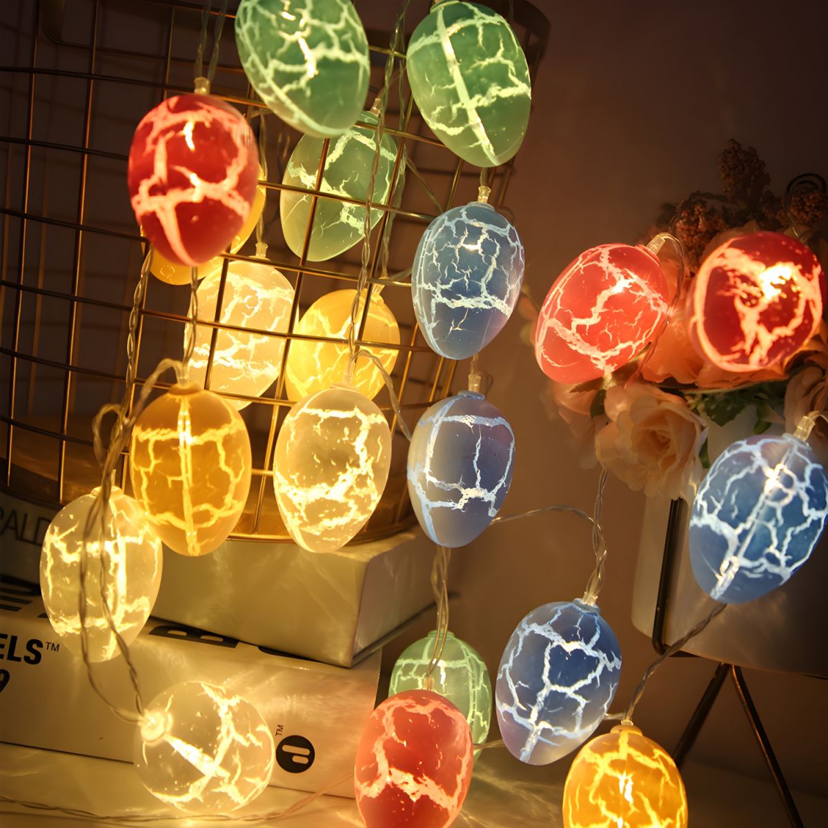 Modern Creative LED String Light Easter Crack Egg Decorative Lamp for Interior Spaces
