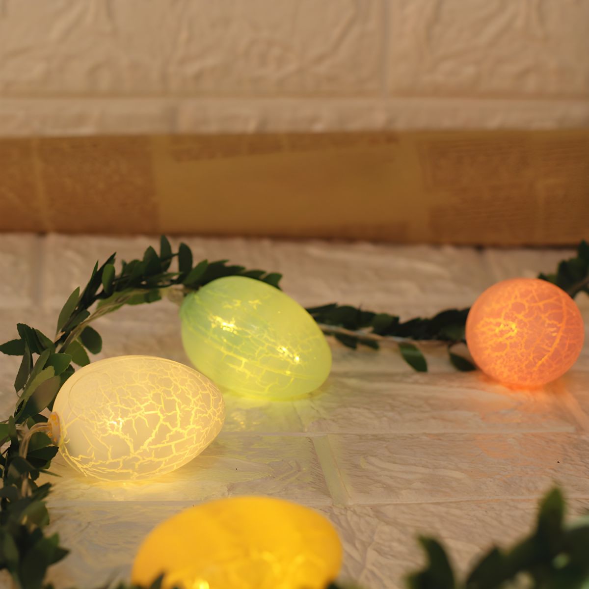 Green Vine and Egg String Lamp Decorative 10-Light Plastic Festive Light