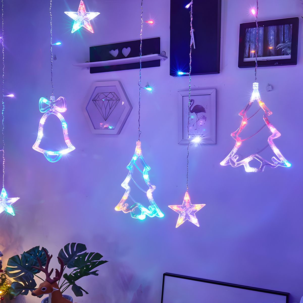 Modern Creative Rope Light Bells Copper Wire Curtain Light for Christmas Decorate