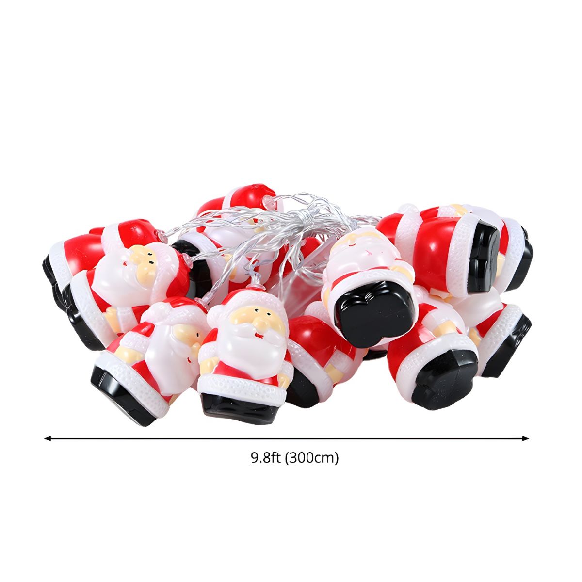 Cartoon Santa Claus Christmas Lamp Plastic Indoor LED String Light in Red
