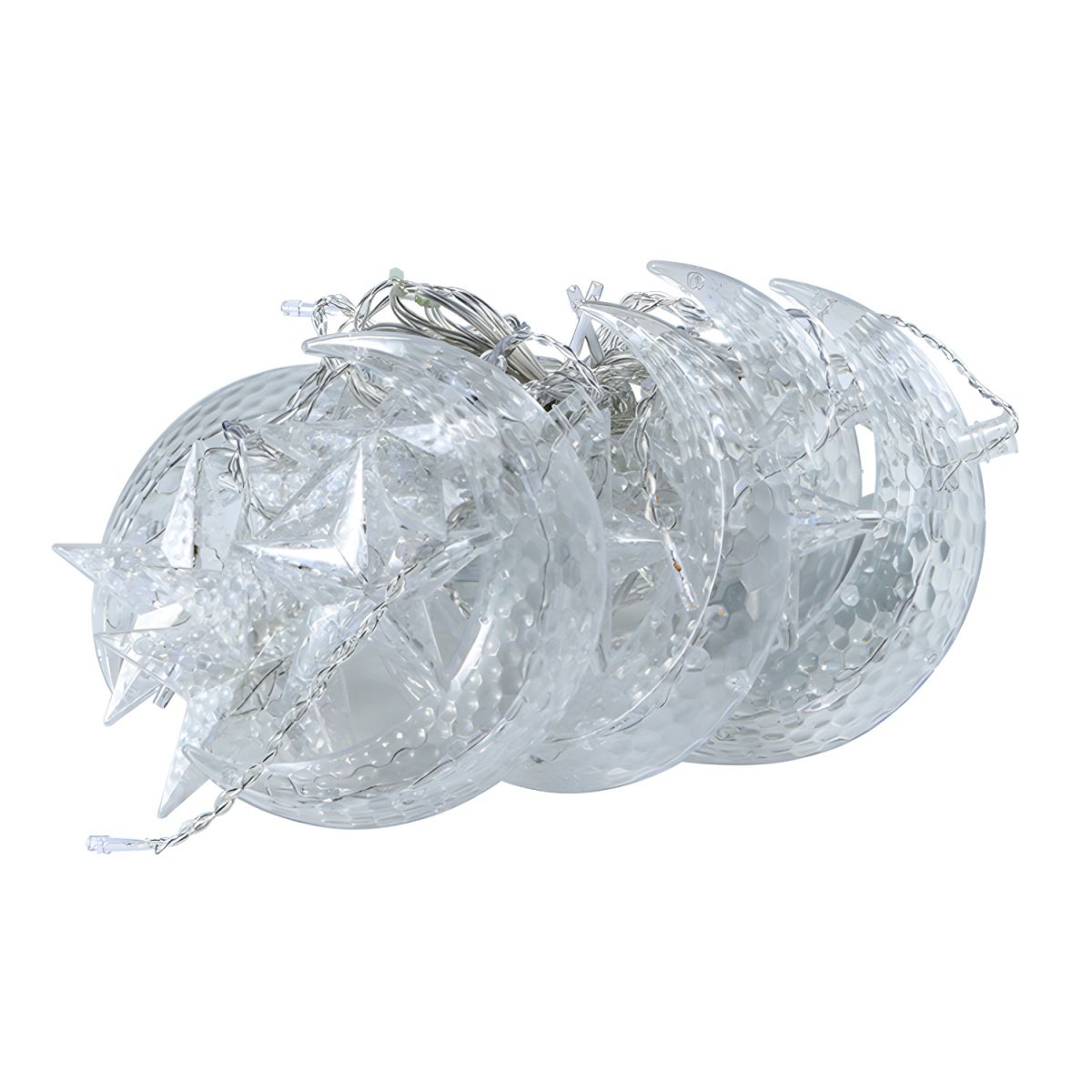 Moon and Star Curtain String Lamps Artistic Plastic 12-Head LED Festive Light