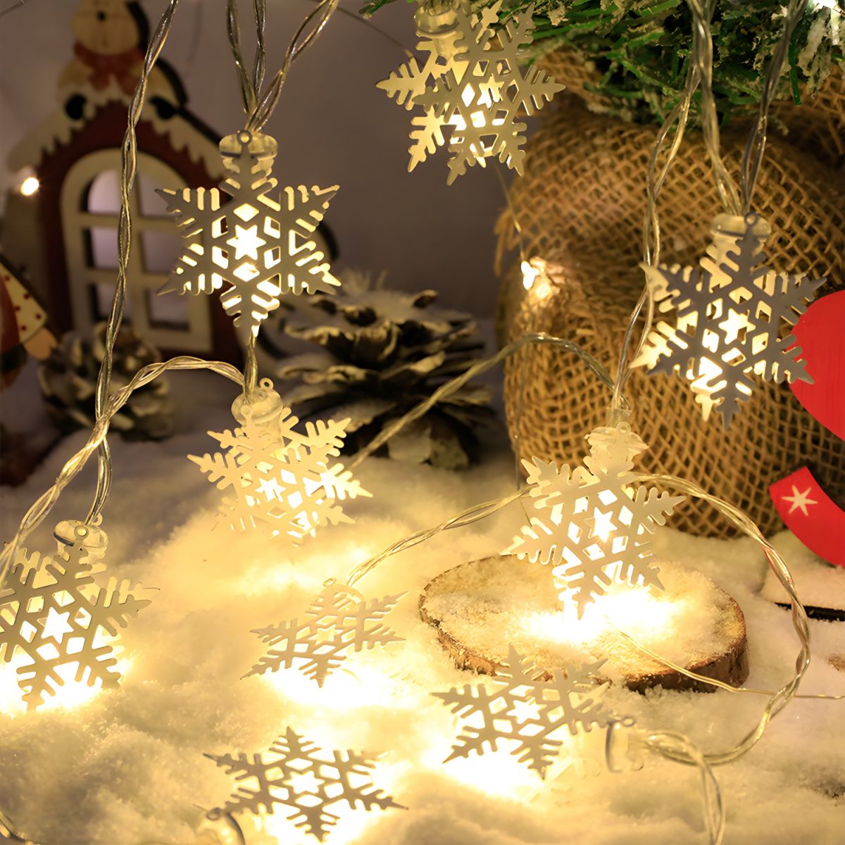 Cartoon Geometric Christmas Lighting Metal Living Room Bedroom LED String Light