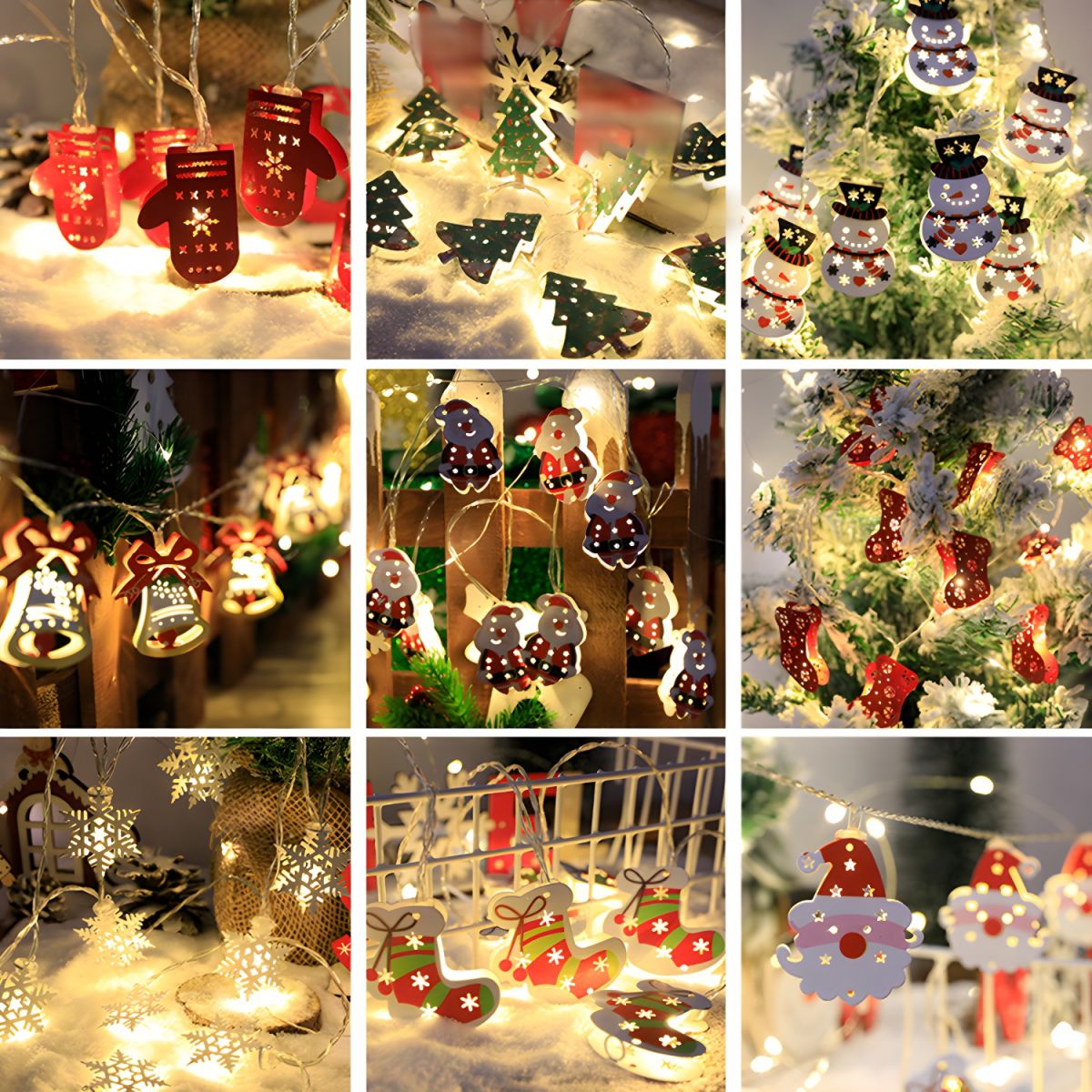 Cartoon Geometric Christmas Lighting Metal Living Room Bedroom LED String Light