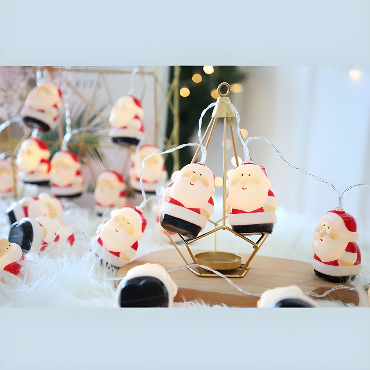 Cartoon Santa Claus Christmas Lamp Plastic Indoor LED String Light in Red