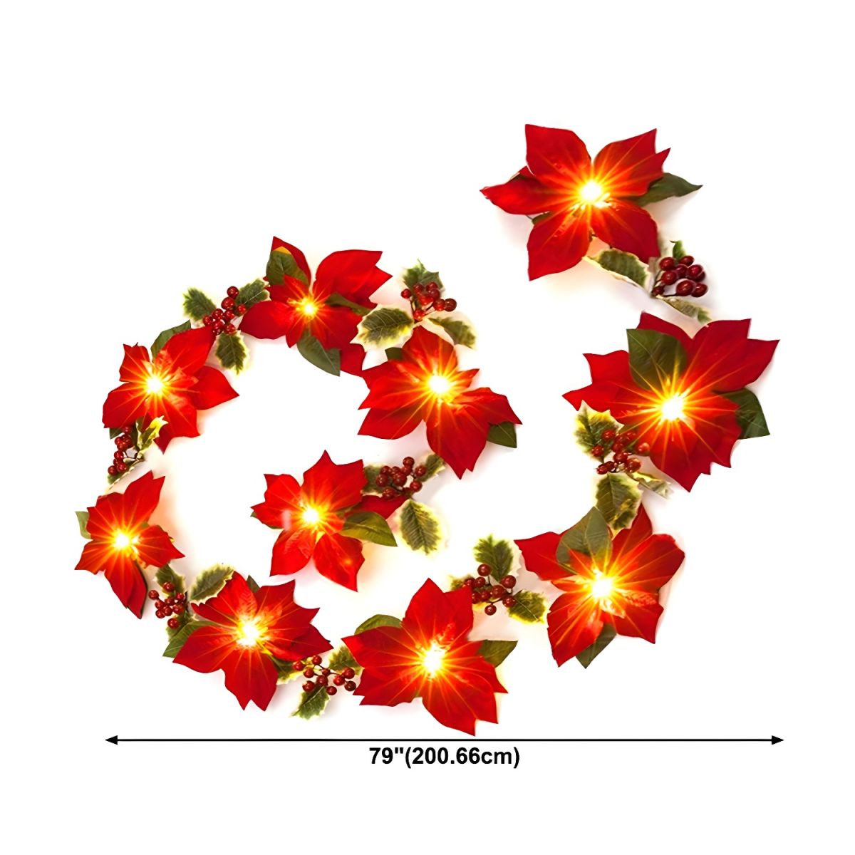 6.5ft Red Flower String Lighting Art Deco 10-Light Fabric Festive Light