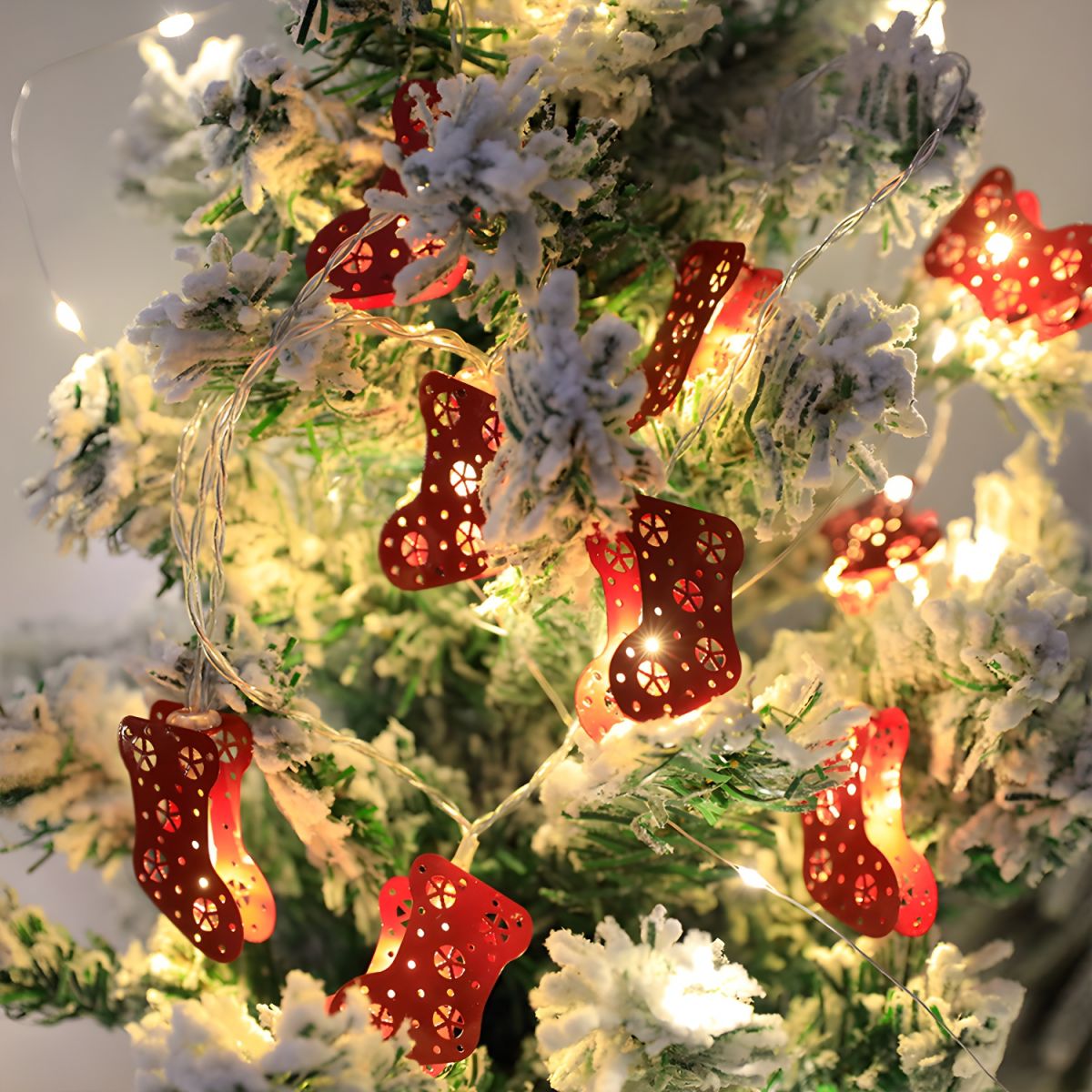 Cartoon Geometric Christmas Lighting Metal Living Room Bedroom LED String Light