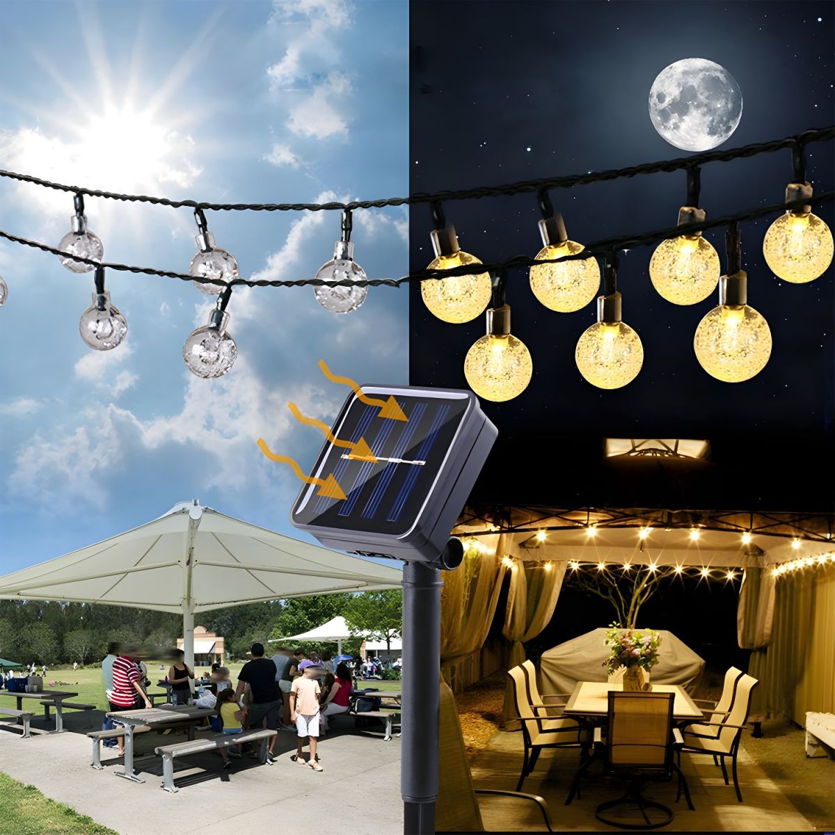 Modern Black Rope Light 50 Lights LED Global Outdoor Water Proof Light Post
