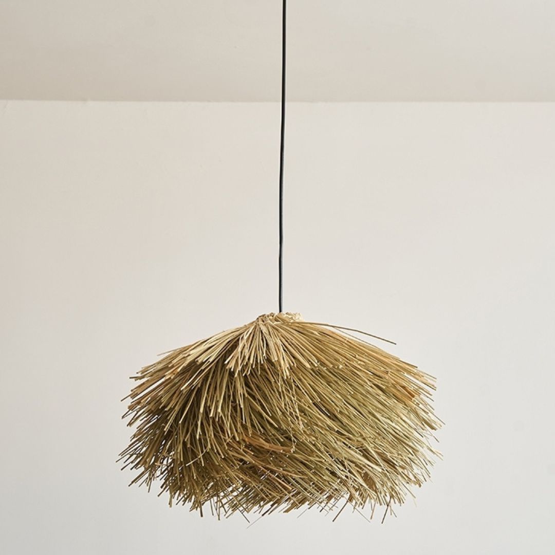 Japanese Wabi-Sabi Rattan Living Room Chandelier Retro Straw Lamp