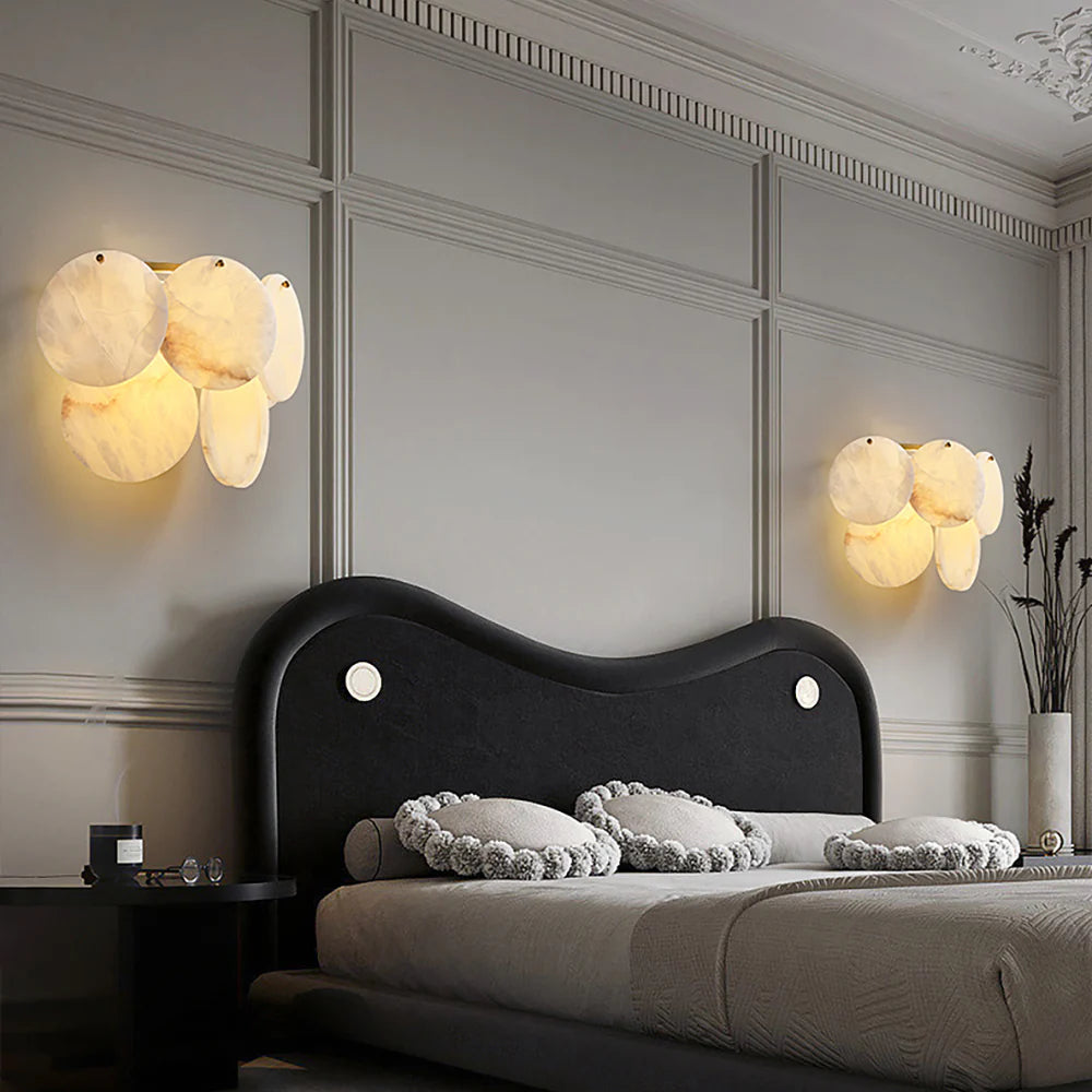 Alabaster Double Layer Round Wall Lamp