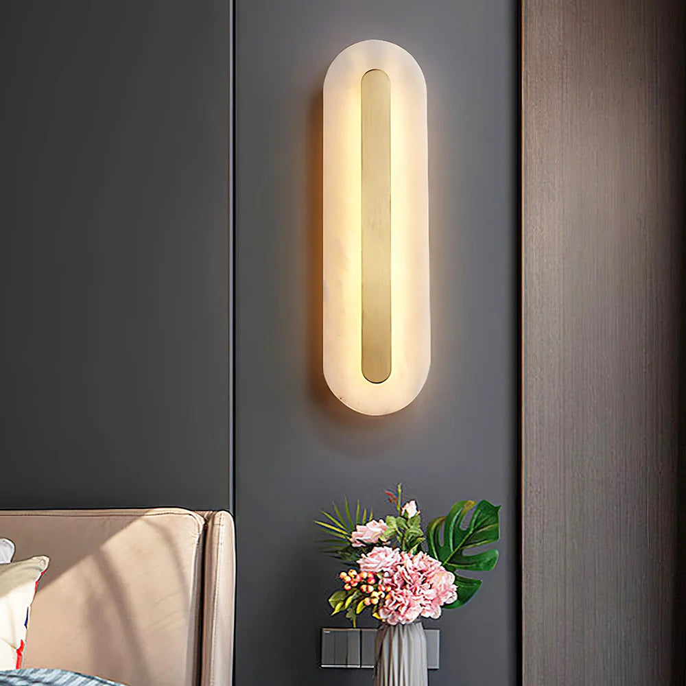 Alabaster Oval Wall Light