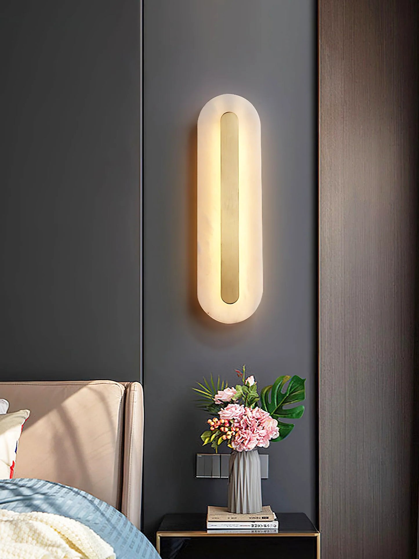 Alabaster Oval Wall Light