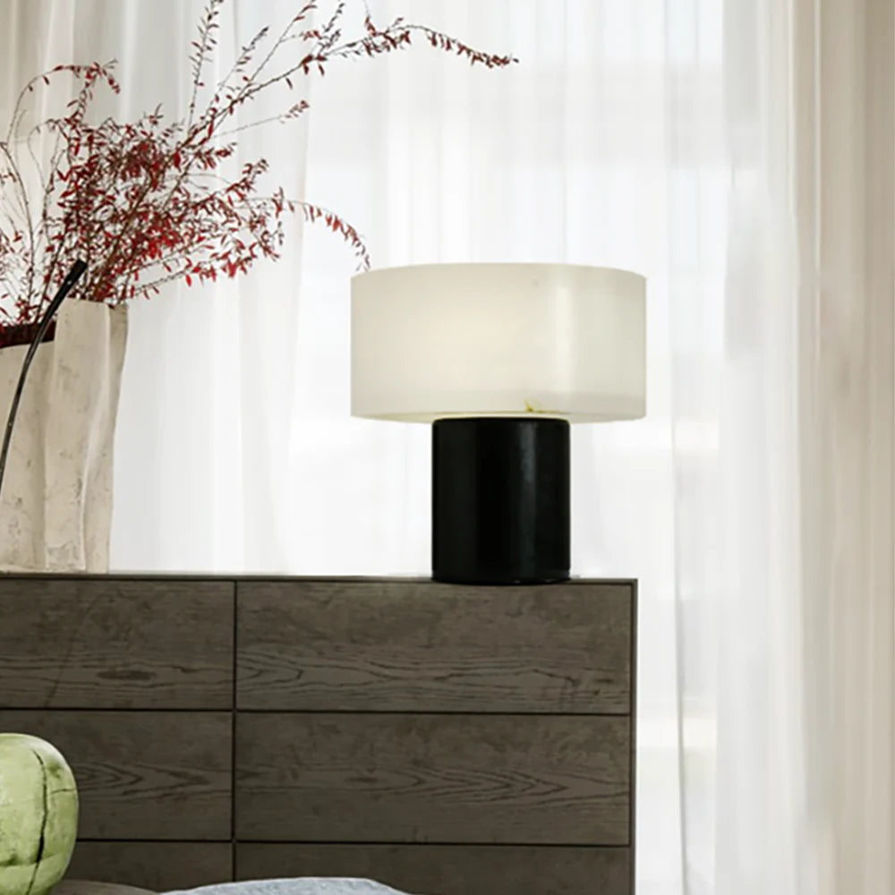 Alabaster Solid Cylindrical Table Lamp