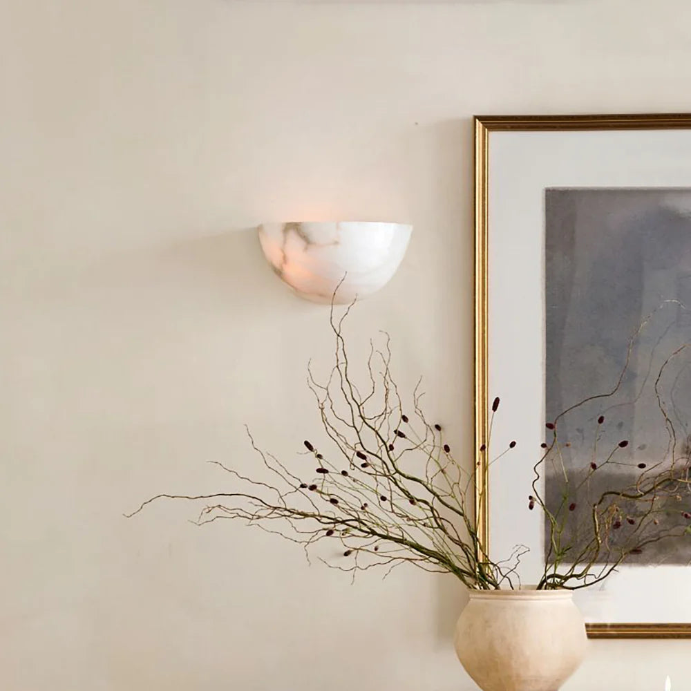 Alabaster Windham Half Bowl Wall Sconce
