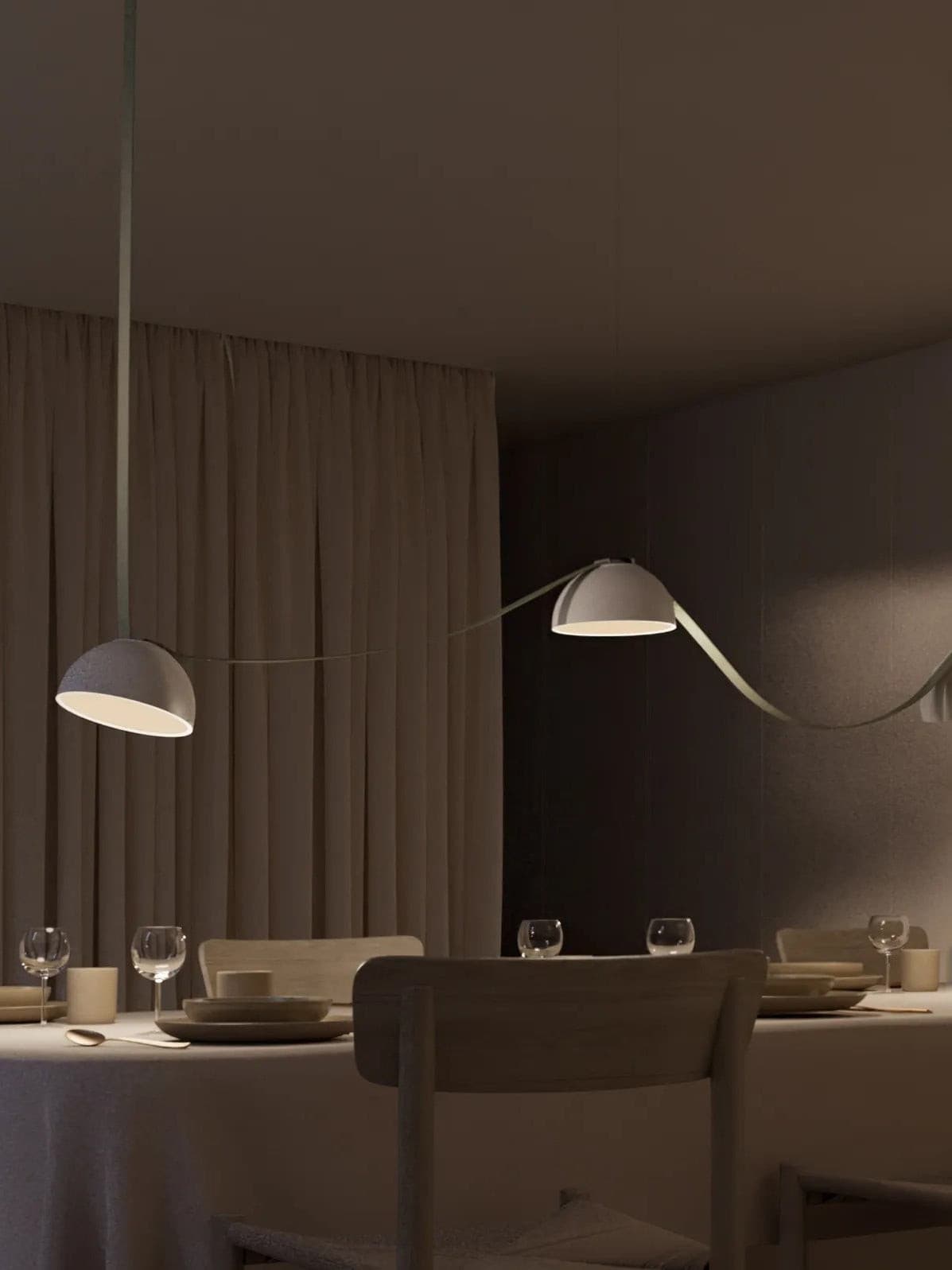 Light Rail Semispheres Canvas Pendant Lamp