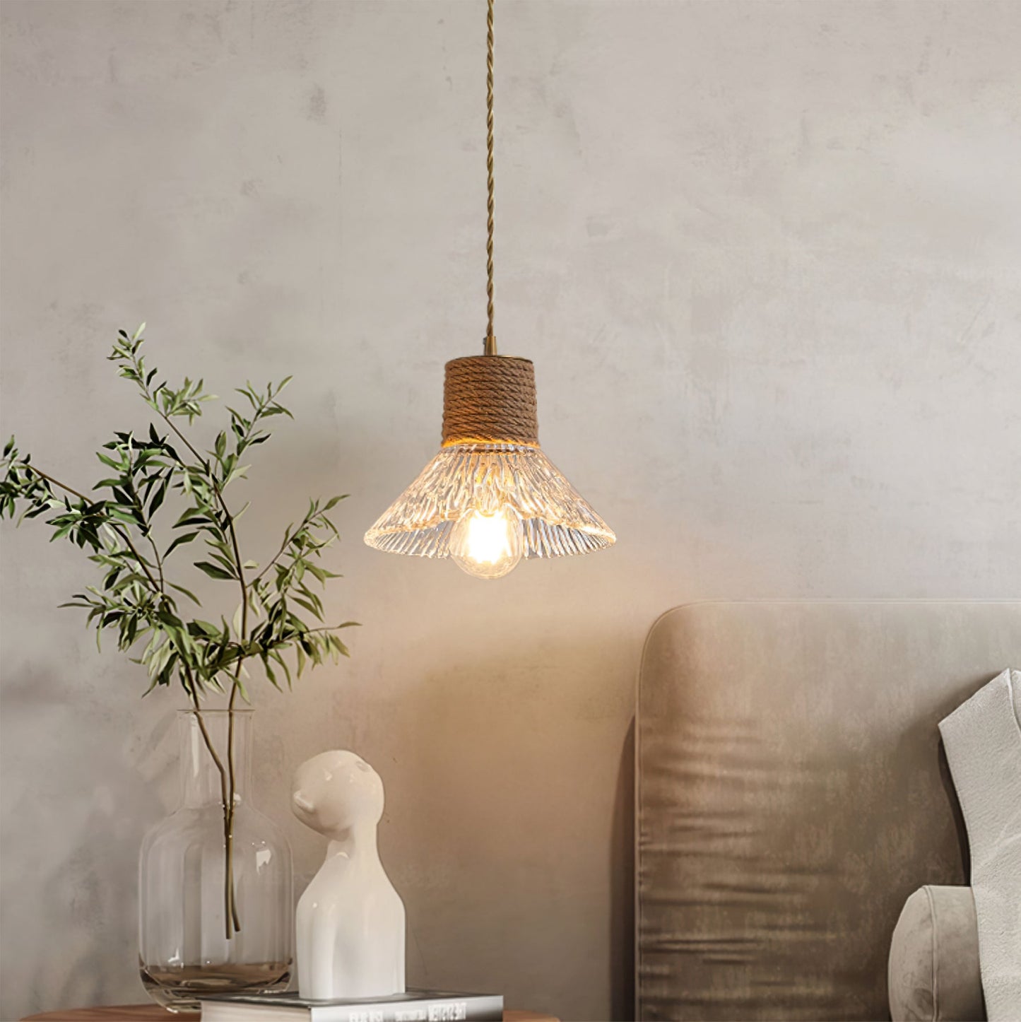 Hemp Rope Glass Pendant Lamp