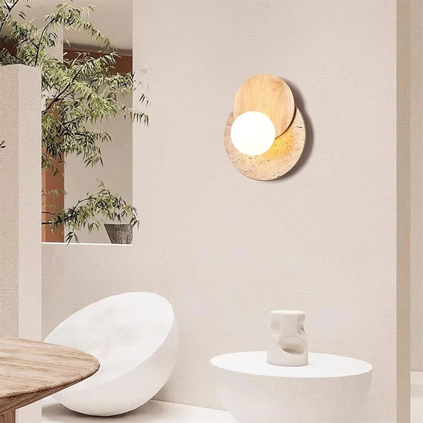 Lunar Eclipse Travertine Wall Lamp