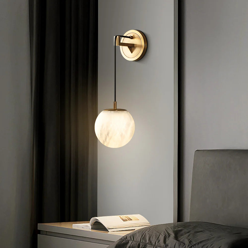 Minimalist Spherical Alabaster Wall Lamp