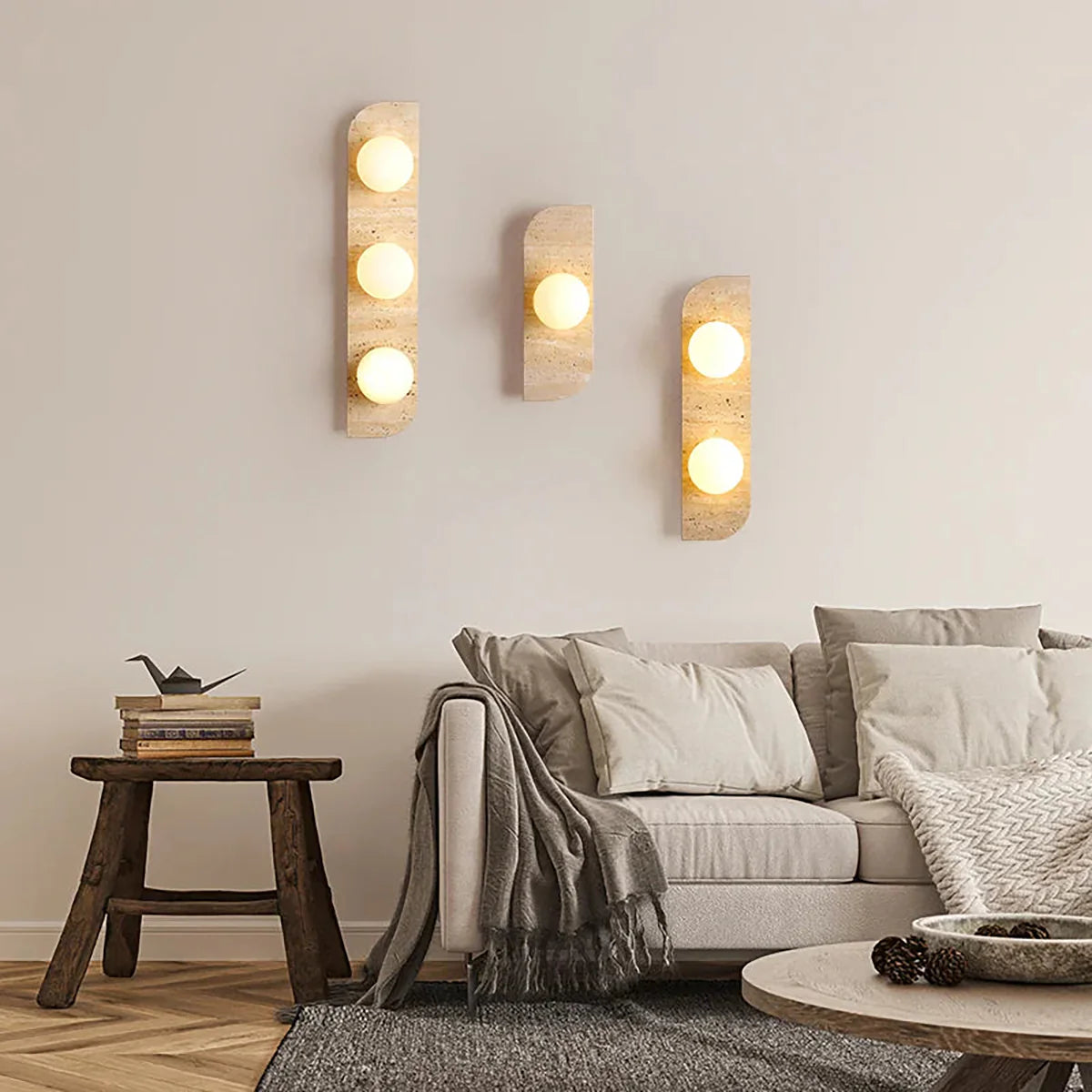 Neptune Travertine Wall Lamp