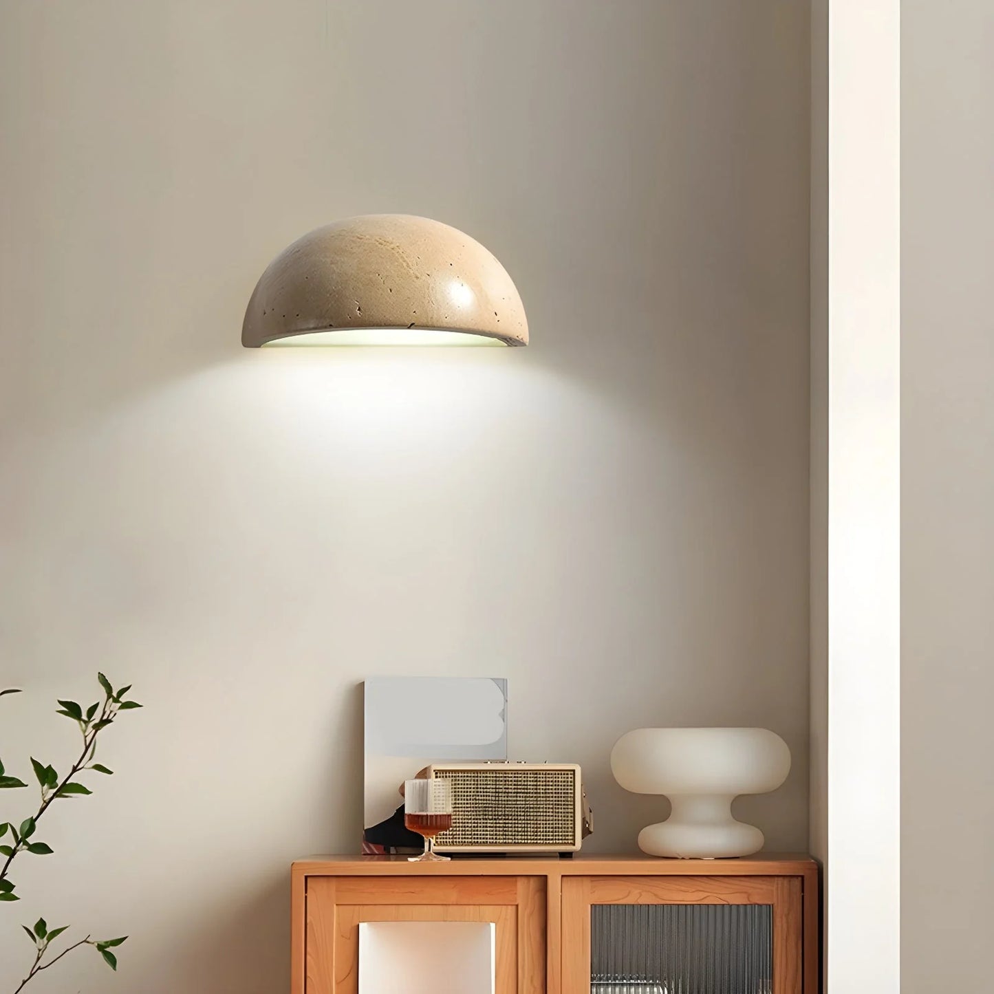 Semicircular Twilight Travertine Wall Lamp