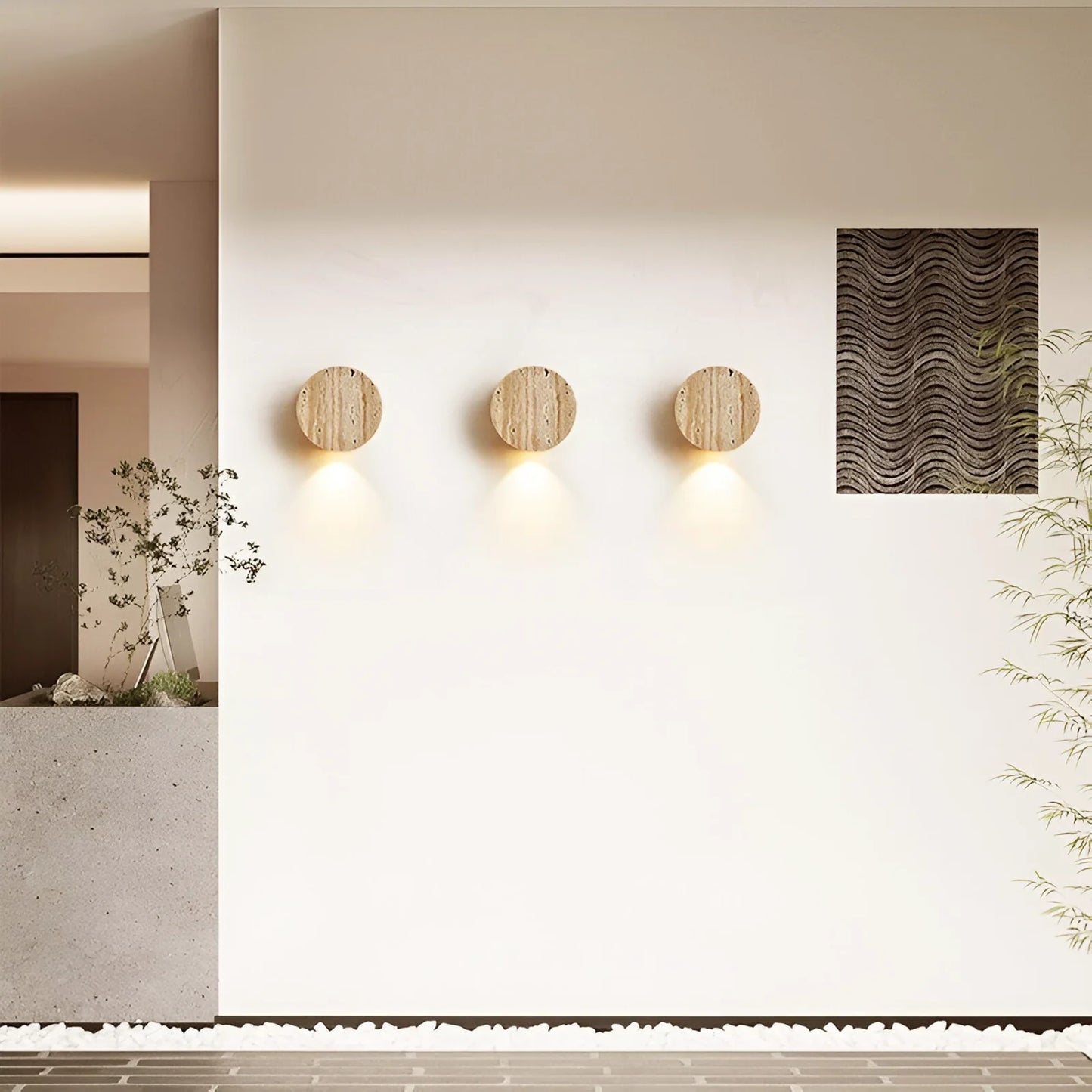 Vintage Round Travertine Wall Lamp