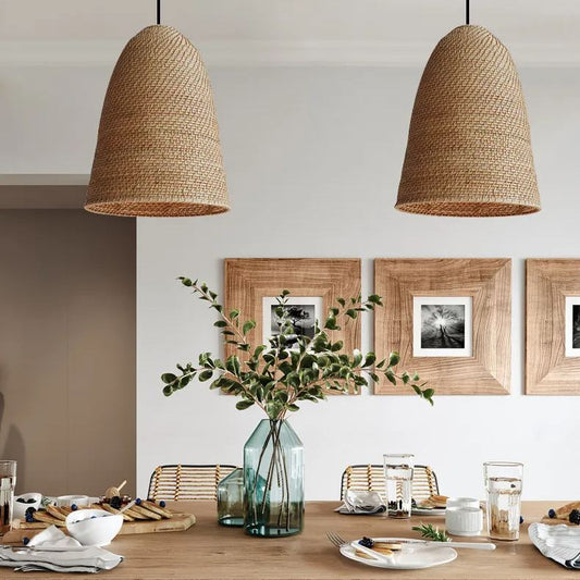 Big Sur Coastal Interior Design  Rattan Pendant Light