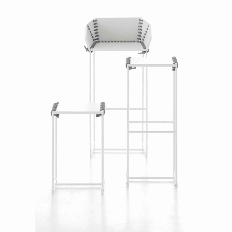 Textile Outdoor High Stool with Backrest