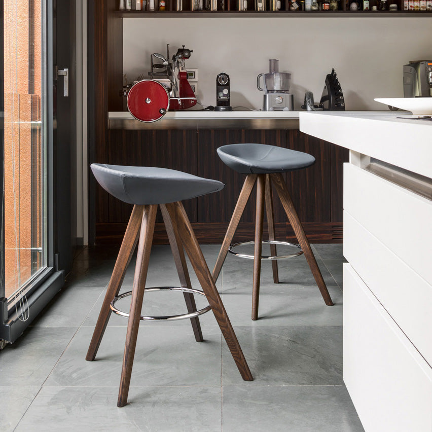 Palm Wood Upholstered Stool
