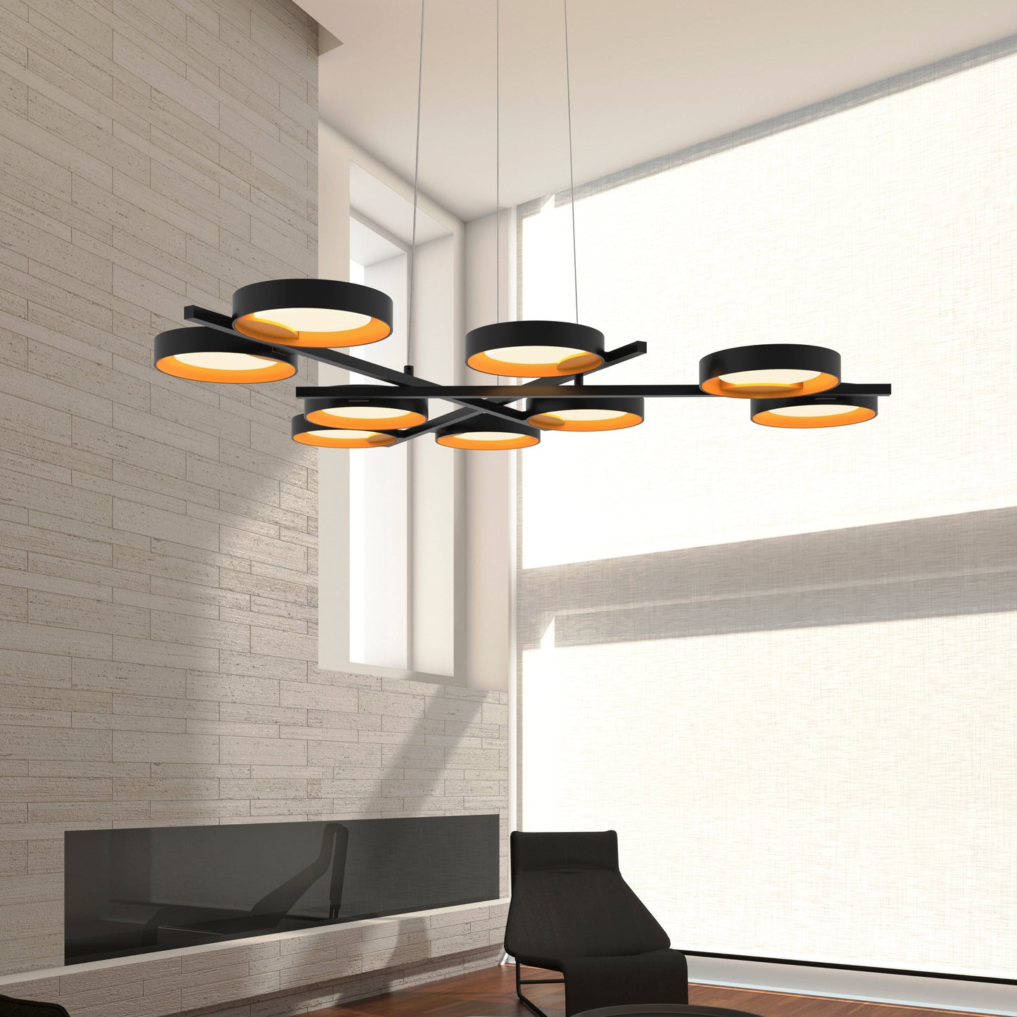 Light Guide Ring Nine Light Pendant Light
