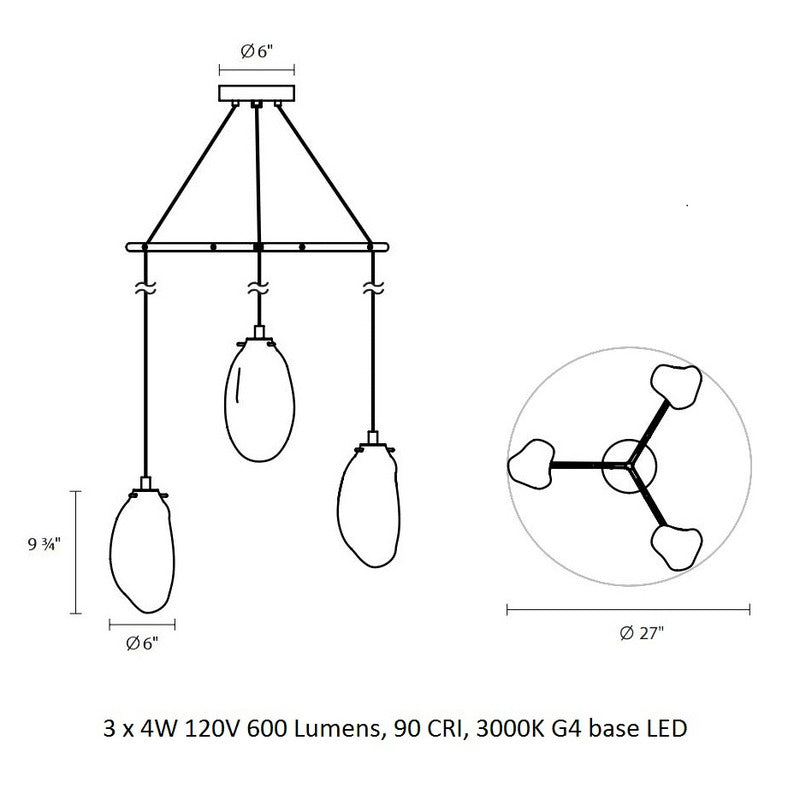 Liquid Large Spreader Multi Light Pendant Light