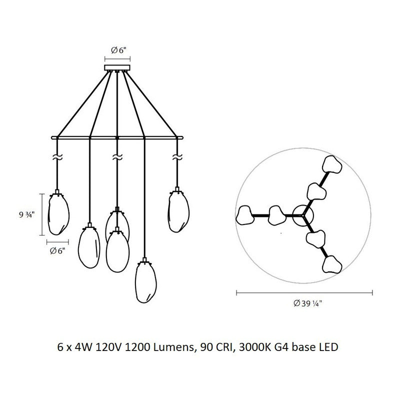 Liquid Large Spreader Multi Light Pendant Light