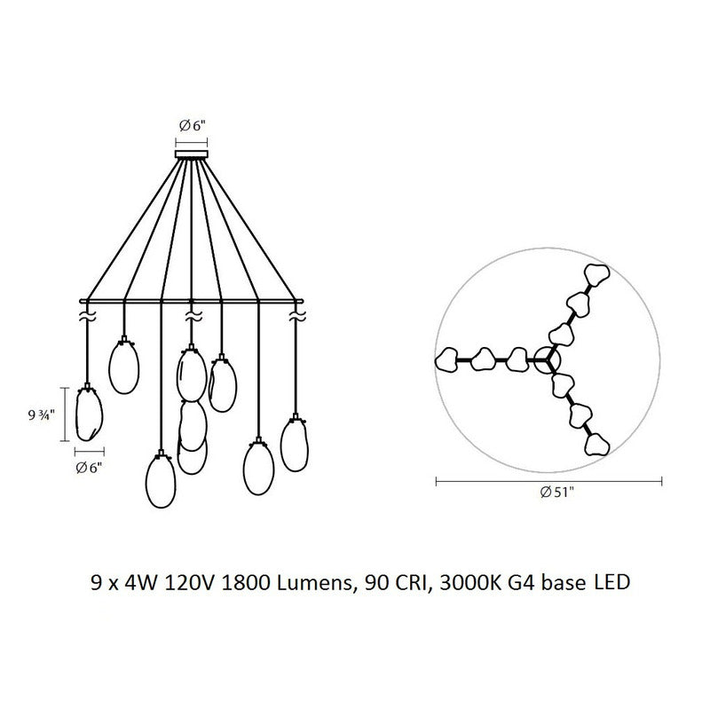 Liquid Large Spreader Multi Light Pendant Light