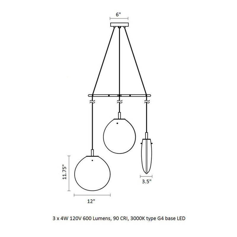 Cantina Three Light Spreader Pendant Light