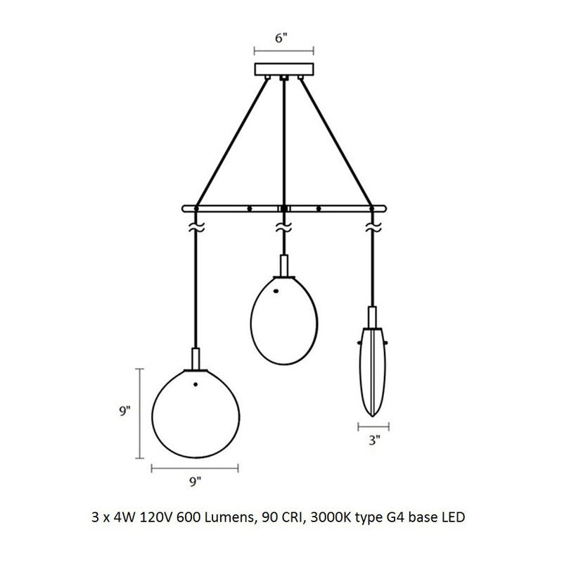 Cantina Three Light Spreader Pendant Light