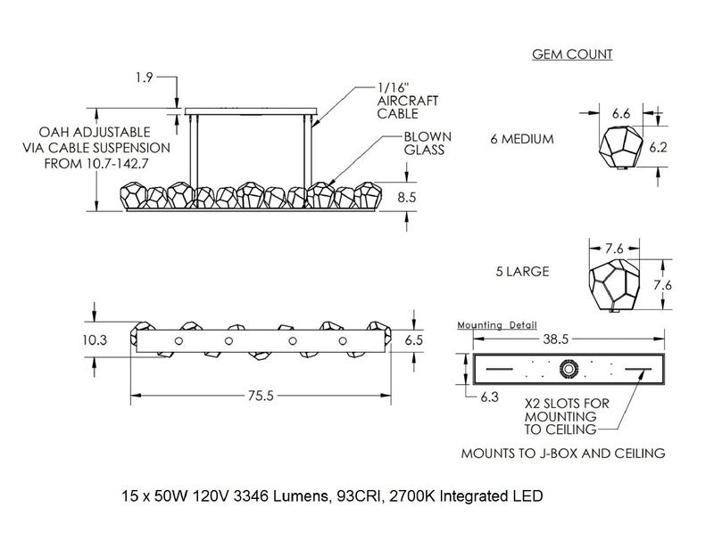 Gem Linear Suspension Light