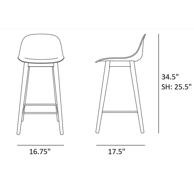 Refine Leather - Cognac/Oak / Counter: 25.5 in height Fiber Upholstered Backrest Stool with Wood Base OPEN BOX