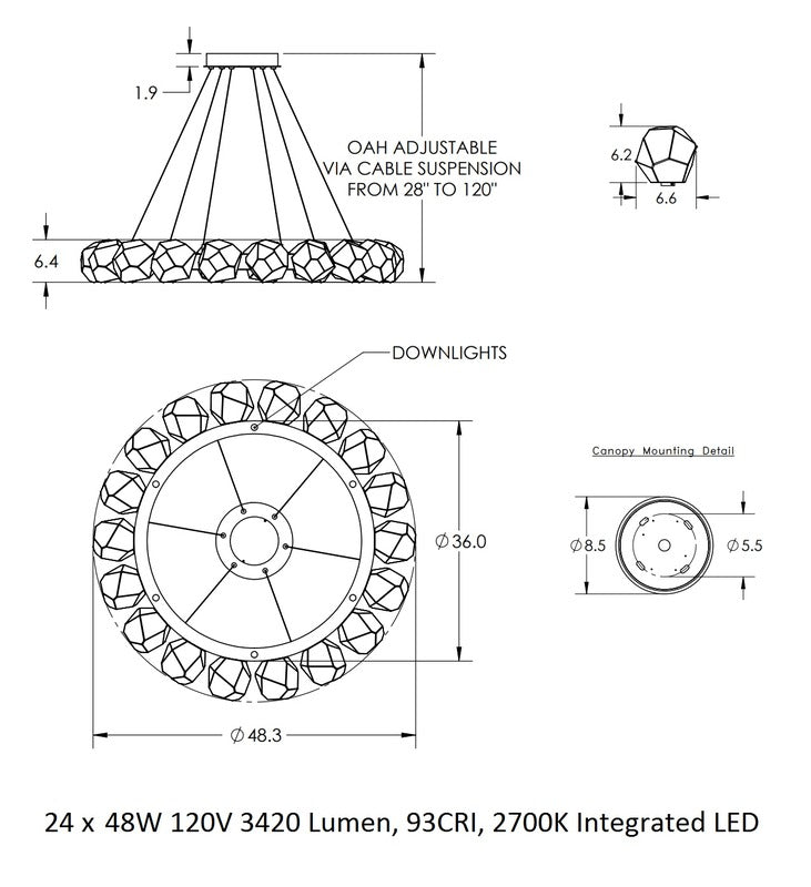 Gem Radial Ring Chandelier