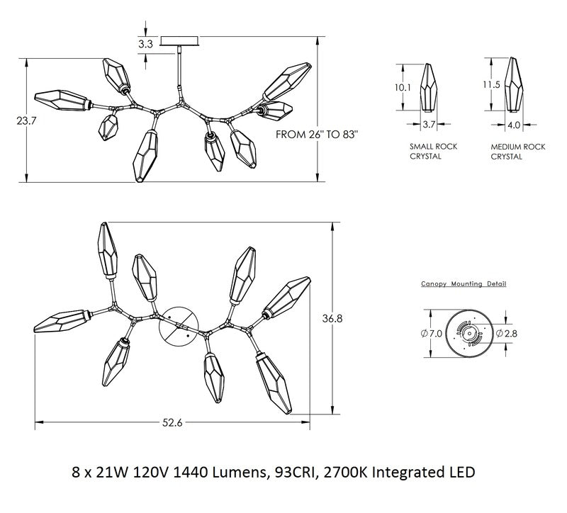 Rock Crystal Modern Branch Chandelier