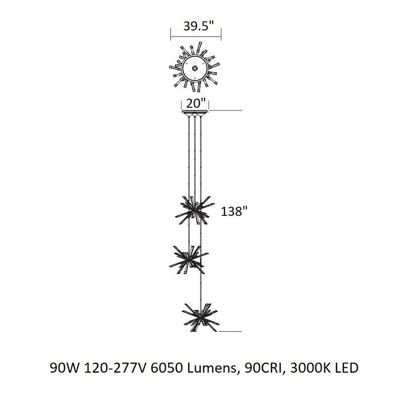 Starburst Triple Chandelier