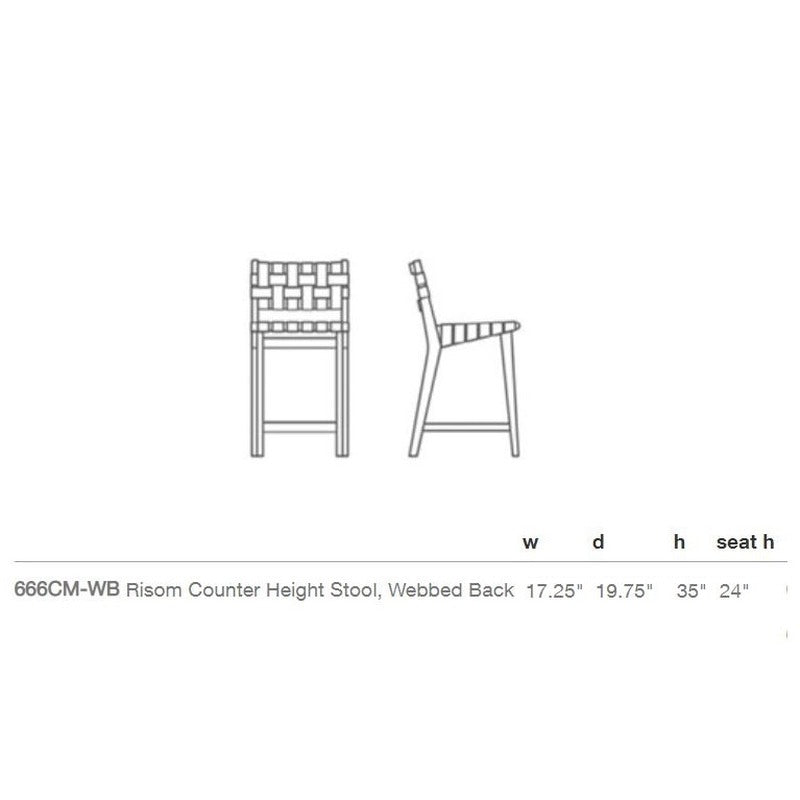 Risom Outdoor Stool with Webbed Seat and Back