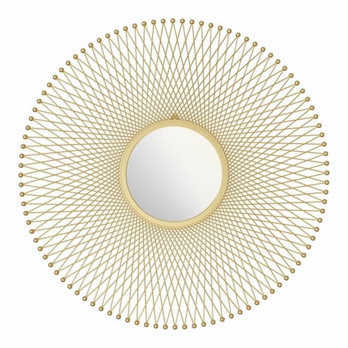 35" x 1" x 35" Gold Iron MDF Round Mirror - Novus Decor Wall Decor