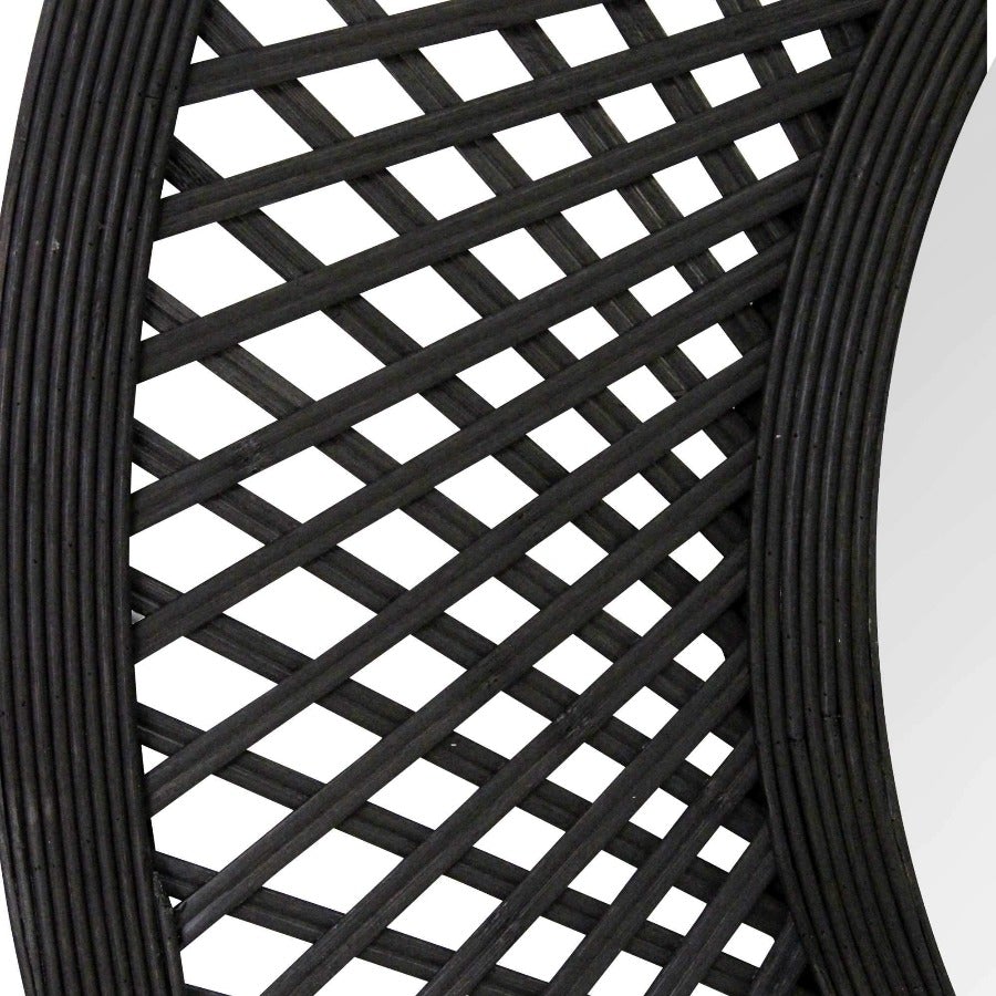 38" Andi Black Woven Rattan Mirror - Novus Decor Wall Decor